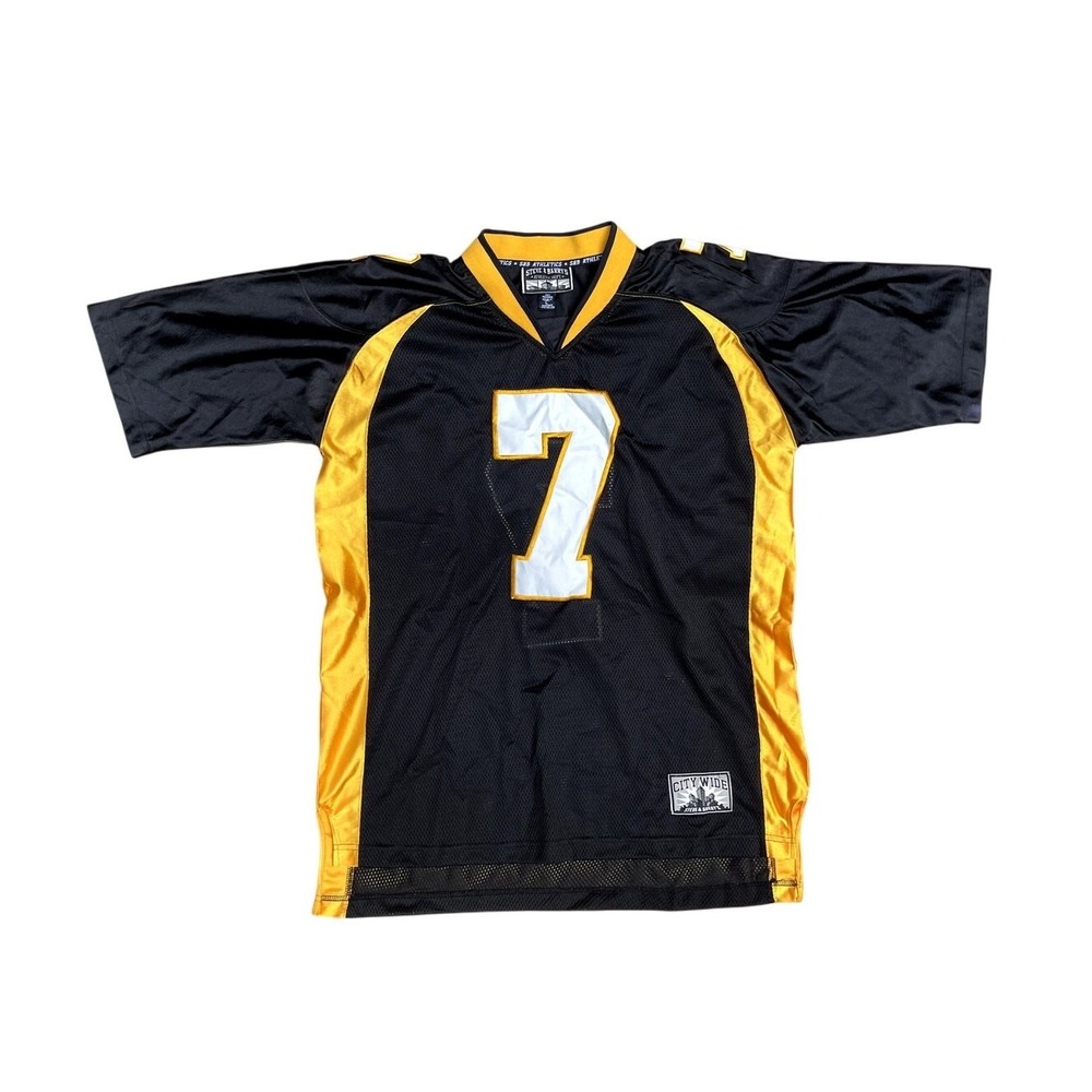Steve & Barrys City Wide Football Jersey L Black Gold Mesh #7 Pittsburgh Mens